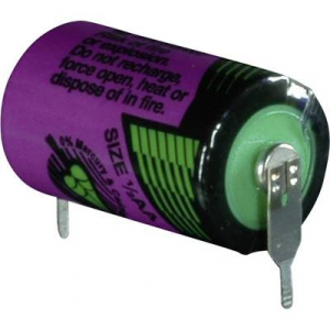 1/2 AA lítium elem, forrasztható, 3,6V 1100 mAh, forrfüles, 15 x 25 mm, Tadiran SL750PR