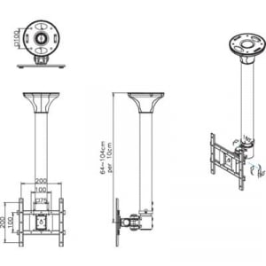 Mennyezeti TV tartó konzol 25,4 - 101,6 cm 10 - 40, dönthető, forgatható, NewStar Products FPMA - C200