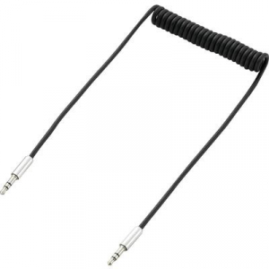 SpeaKa Professional Jack Audio Csatlakozókábel [1x Jack dugó, 3,5 mm-es - 1x Jack dugó, 3,5 mm-es] 1.00 m Fekete Spirálkábel