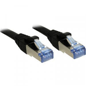 RJ45 Hálózat Csatlakozókábel CAT 6A S/FTP 1.50 m Fekete Védővel LINDY