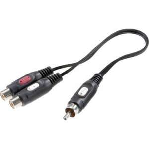 SpeaKa Professional RCA Audio Y adapter [1x RCA dugó - 2x RCA alj] Fekete