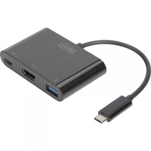 Digitus HDMI / USB Átalakító [1x USB-C™ dugó - 1x HDMI alj, USB 3.2 Gen 1 A alj, USB-C™ alj] Fekete