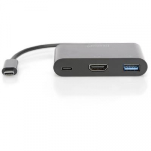 Digitus HDMI / USB Átalakító [1x USB-C™ dugó - 1x HDMI alj, USB 3.2 Gen 1 A alj, USB-C™ alj] Fekete