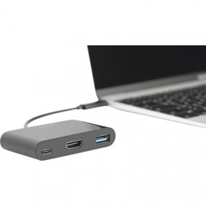 Digitus HDMI / USB Átalakító [1x USB-C™ dugó - 1x HDMI alj, USB 3.2 Gen 1 A alj, USB-C™ alj] Fekete