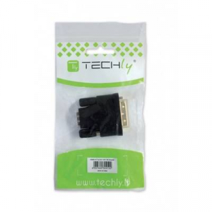 TECHly VGA / DVI Átalakító [1x VGA dugó - 1x DVI alj, 24+5 pólusú] Fekete