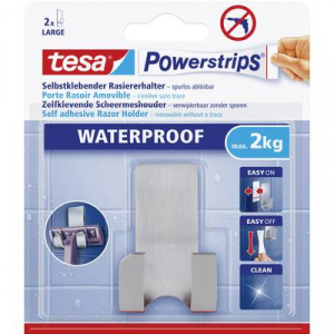 Vízálló fali borotva tartó, fém, Tesa Powerstrips 59709, 1 db