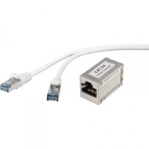 RJ45 Hálózat Hosszabbítókábel CAT 6A S/FTP 15.00 m Szürke Védővel, Lángálló Renkforce