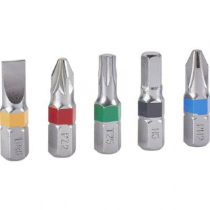 Színkódos BIT készlet, mágneses bittartóval 5 féle csavarfejjel 1/4 (6.3 mm) Toolcraft 1613599