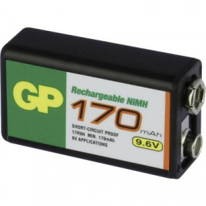 9V akku NiMH 9,6 V 170 mAh, GP 6LR61, HR6F22, HR9V, HR22, 6LR21, 6AM6, 6LP3146, MN1604, E Block