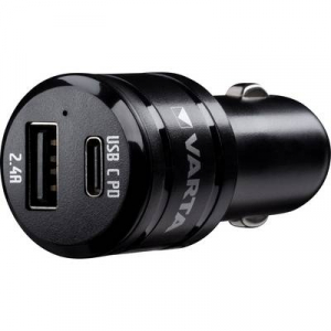 Varta Dual USB Car Charger 57932101401 USB-s töltőkészülék Személygépkocsi, Tehergépjármű Kimeneti áram (max.) 5400 mA 2 x USB, USB-C™ alj