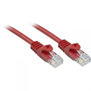 RJ45 Hálózat Csatlakozókábel CAT 6 U/UTP 0.50 m Piros Védővel LINDY