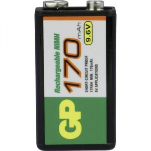 9V akku NiMH 9,6 V 170 mAh, GP 6LR61, HR6F22, HR9V, HR22, 6LR21, 6AM6, 6LP3146, MN1604, E Block