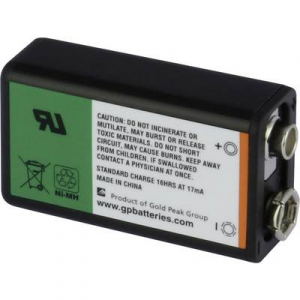 9V akku NiMH 9,6 V 170 mAh, GP 6LR61, HR6F22, HR9V, HR22, 6LR21, 6AM6, 6LP3146, MN1604, E Block