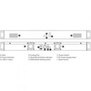 48,26 cm-es (19) USB 3.1 (2. gen.) panel merevlemez betéttel Renkforce 48,26 cm (19) Panel USB 3.1 (Gen1) - 2 x SATA RAID