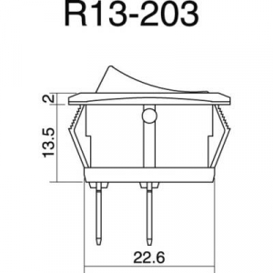 Billenőkapcsoló R13-203L-SQ, piros, 12VDC, Tru Componets