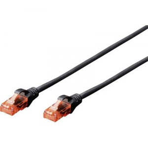 RJ45 Hálózat csatlakozókábel CAT 6 U/UTP 1x RJ45 dugó - 1x RJ45 dugó 3 m Fekete UL minősített Digitus