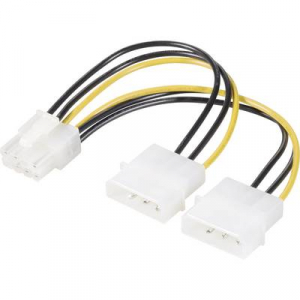 Belső számítógép tápkábel elosztó, Y kábel, 2x IDE tápdugó, 4 pólus - 1x PCIe dugó, 8 pólus, 0,15 m, renkforce