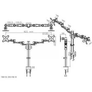 Dual asztali monitortartó 33 -68,6 cm (13-27), SpeaKa Professional SP-DUAL-ARM
