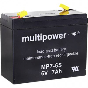 multipower MP7-6S 300402 Ólomakku 6 V 7 Ah Ólom-vlies (AGM) (Sz x Ma x Mé) 116 x 99 x 50 mm 4,8 mm-es laposérintkezős dugó Karbantartásmentes, Kis önk