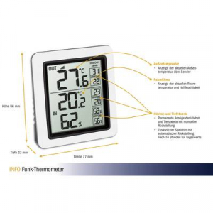 TFA Dostmann Funk-Thermometer INFO Vezeték nélküli hőmérő