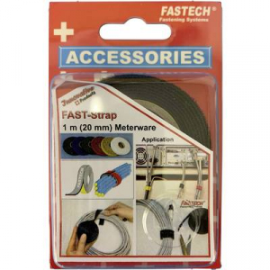 Tépőzár Kötegeléshez Bolyhos és horgos fél (H x Sz) 1000 mm x 20 mm Fekete Fastech 910-330C 1 m