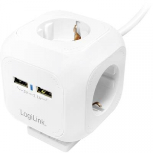 LogiLink LPS227 Elosztó kocka 4 részes Fehér Védőérintkezős 1 db
