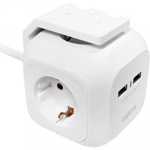 LogiLink LPS227 Elosztó kocka 4 részes Fehér Védőérintkezős 1 db