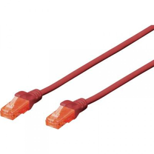 RJ45 Hálózat csatlakozókábel CAT 6 U/UTP 1x RJ45 dugó - 1x RJ45 dugó 5 m Piros UL minősített Digitus