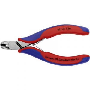 Elektronikai ferde-csípőfogó, lágy/közepes huzal max.: O 1/0,7 mm, Knipex 62 12 120