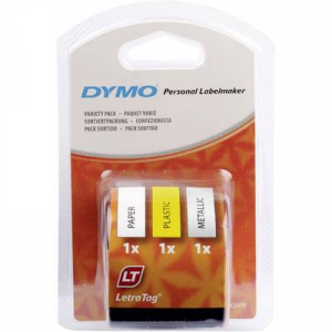 DYMO feliratozószalag készlet LetraTag, 12mm, fehér,sárga,ezüst/fekete, S0721800