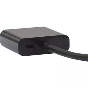 DVI/VGA átalakító adapter, 1x DVI dugó - 1x VGA alj 24+1 pól., aranyozott, fekete, ferrittel, Renkforce