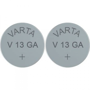 LR44 gombelem, alkáli mangán, 1,5V, 125 mAh, 2 db, Varta AG13, V13GA, G13A, 13GA, PX76A, PX675A, 157, L1154