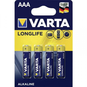 Mikroelem AAA, alkáli mangán, 1,5V, 4 db, Varta Longlife LR03, AAA, LR3, AM4M8A, AM4, S