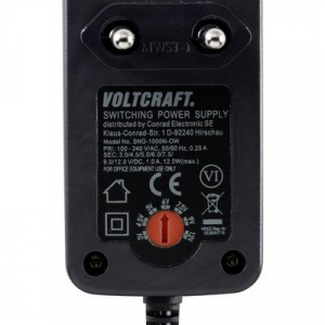 VOLTCRAFT SNG-1000N-OW Dugasztápegység, beállítható 3 V/DC, 4.5 V/DC, 5 V/DC, 6 V/DC, 7.5 V/DC, 9 V/DC, 12 V/DC 1 A 12 W Szabályozható kimeneti feszül