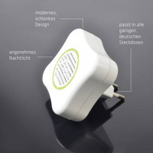 Elektromos szúnyogriasztó éjszakai fénnyel 65 x 65 x 68 mm fehér Gardigo Mosquito-Repellent LED 66993