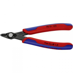 Elektronikai vágó fogó, barnított, INOX rozsdamentes acél fej, lágy huzal max. O 1 mm, Knipex 78 31 125 Electronic Super Knips