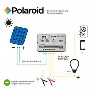 Polaroid LS1024EU Napelem töltésszabályozó PWM 12 V, 24 V 10 A