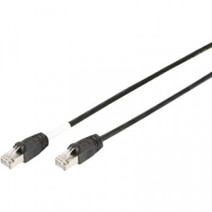 RJ45 Hálózat Csatlakozókábel CAT 6 S/FTP 1.00 m Fekete UV álló, sodort érpár Digitus