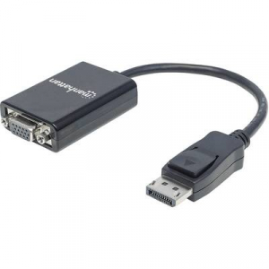 Manhattan Kijelző csatlakozó / VGA Átalakító [1x DisplayPort dugó - 1x VGA alj] Fekete UL minősített