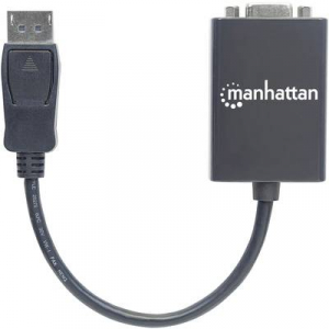 Manhattan Kijelző csatlakozó / VGA Átalakító [1x DisplayPort dugó - 1x VGA alj] Fekete UL minősített