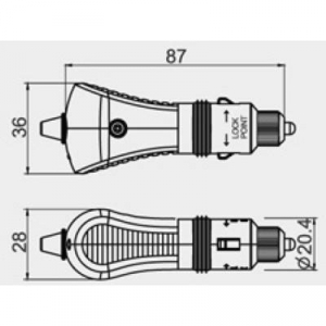 Szivargyújtó dugó, LED izzóval, szerelhető, max. 15A, TRU COMPONENTS 1564148