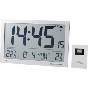 Rádiójel vezérelt falióra 370 x 230 x 30 mm ezüst, Eurochron EFWU Jumbo 102