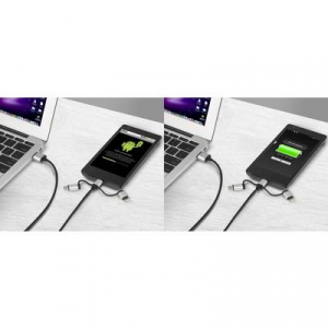 iPad/iPhone/iPod töltő- és adatkábel 1x USB 2.0 dugó A - 1x USB 2.0 dugó mikro B, Lightning, USB-C, 1,5 m Renkforce