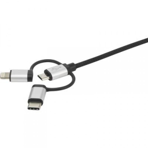 iPad/iPhone/iPod töltő- és adatkábel 1x USB 2.0 dugó A - 1x USB 2.0 dugó mikro B, Lightning, USB-C, 1,5 m Renkforce