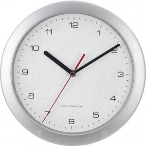 Analóg rádiójel vezérelt falióra, O 25 cm, ezüst