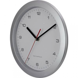 Analóg rádiójel vezérelt falióra, O 25 cm, ezüst