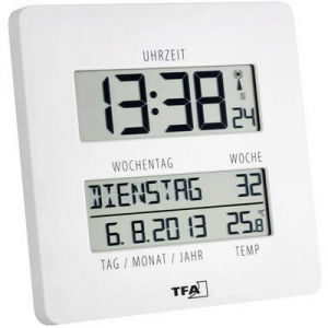TFA Rádiójel vezérelt óra, Time Line (H x Sz x Ma) 27 x 195 x 195 mm Fehér