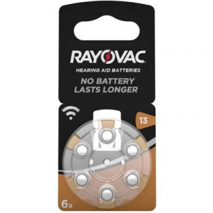 ZA13 hallókészülék elem, cink-levegő, 1,4V, 310 mAh, 6 db, Rayovac ZA13, PR48