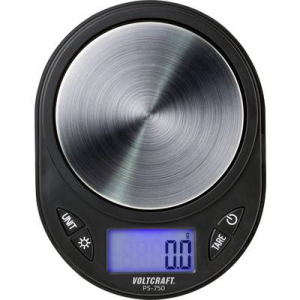 VOLTCRAFT PS-750 Zsebmérleg Mérési tartomány (max.) 750 g Leolvashatóság 0.1 g Elemekről üzemeltetett Fekete