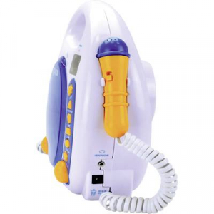 Gyermek karaoke szett, beépített CD lejátszóval, két mikrofonnal, USB-s, SD kártyás, fehér-kék X4-Tech Bobby Joey 701353